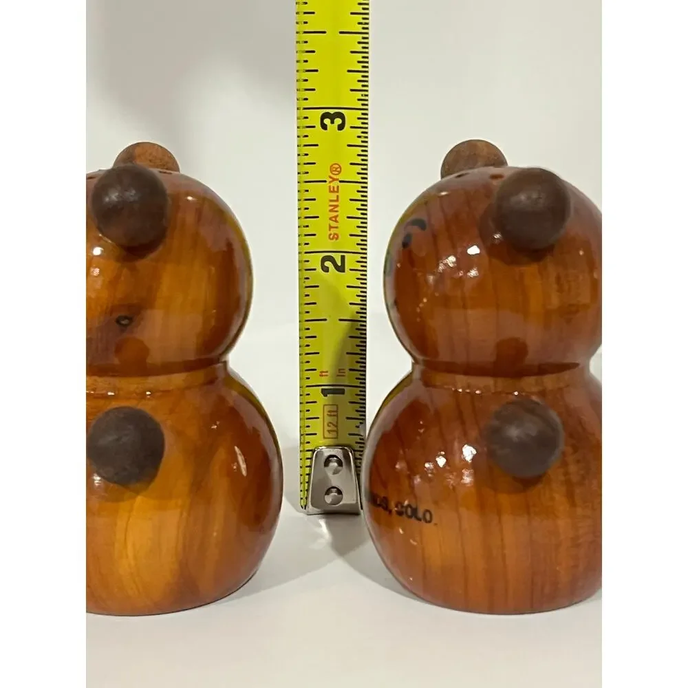 Vintage Wood Bear Salt Pepper Shakers Cave of the Winds Colorado Souvenir‎ Set